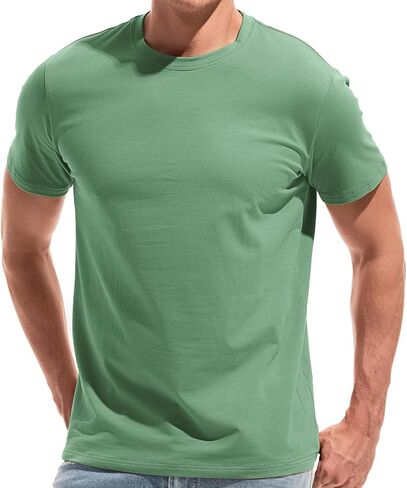 Mens T Shirt - Short Sleeve Crew Neck Soft Fitted Elastic Tees Fresh Classic Tshirts Color 20+ in Saudi Arabia
