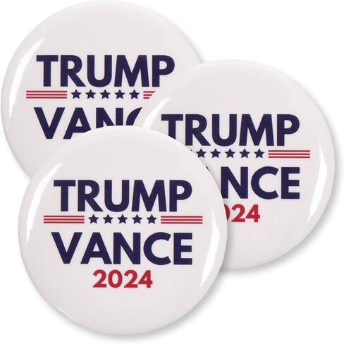 أزرار White Trump Vance 2024، دبابيس حملة الانتخابات الرئاسية، 2.25 بوصة (عبوة من 3) in Kuwait