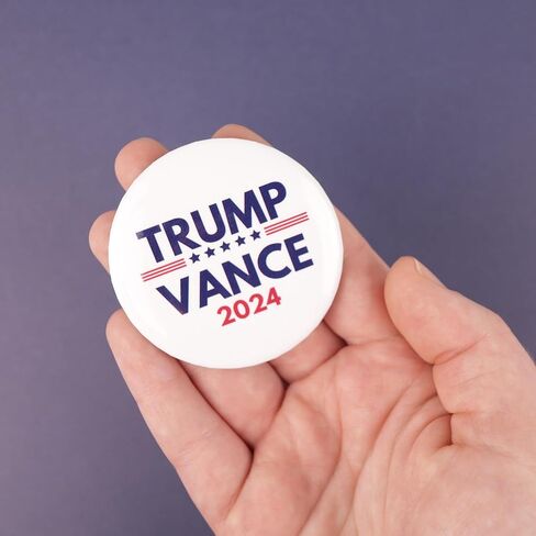 أزرار White Trump Vance 2024، دبابيس حملة الانتخابات الرئاسية، 2.25 بوصة (عبوة من 3) in Kuwait