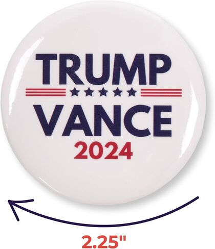 أزرار White Trump Vance 2024، دبابيس حملة الانتخابات الرئاسية، 2.25 بوصة (عبوة من 3) in Kuwait