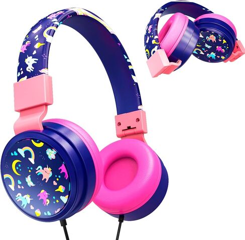Gabba Goods Kids Safe Headphones, Foldable Tangle-Free 3.5mm Jack, Volume Limiting 85/94dB, Over-Ear with Microphone for School/Toddlers/Teens/Boys/Girls/Ipad/Tablet/Kindle/Phones/Travel/Plane in Saudi Arabia