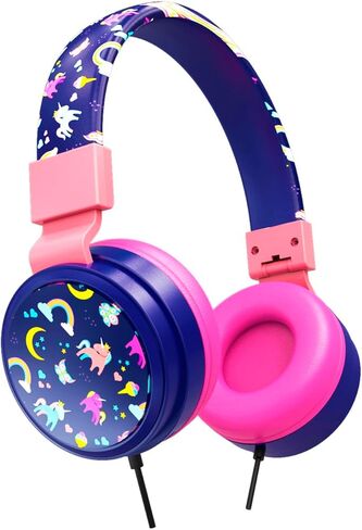 Gabba Goods Kids Safe Headphones, Foldable Tangle-Free 3.5mm Jack, Volume Limiting 85/94dB, Over-Ear with Microphone for School/Toddlers/Teens/Boys/Girls/Ipad/Tablet/Kindle/Phones/Travel/Plane in Saudi Arabia