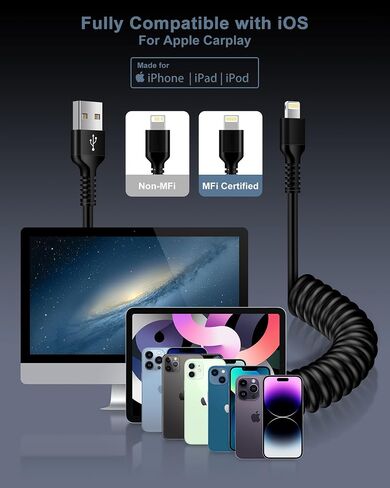 iPhone Aux Cord for Car, Lightning to 3.5mm Aux Cord 2 in 1 Audio and Charging Cable for Car Home Stereo Speaker Headphone Car Charger Compatible with iPhone 14 13 12 11 Pro Max XR XS 8 iPad iPod-4FT in Saudi Arabia