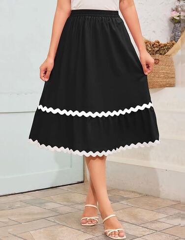 DRESSTELLS Midi Skirts for Women High Waisted Summer A-Line Flowy Swing Skirt Casual Beach Skirt Dress 2024 in Saudi Arabia