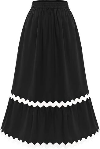 DRESSTELLS Midi Skirts for Women High Waisted Summer A-Line Flowy Swing Skirt Casual Beach Skirt Dress 2024 in Saudi Arabia