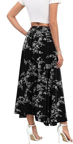 تنورة ماكسي حريمي من Askyes تنورة صيفية عصرية بعقدة عنق مرنة عالية الخصر بوهو كاجوال للشاطئ تنانير طويلة متأرجحة مع جيوب in Kuwait