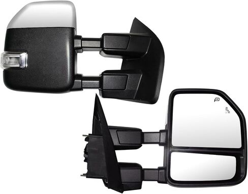 Towing Mirrors fit for Ford F250 F350 F450 F550 Super Duty Pickup Truck 2017 2018 2019 2020 With Power Heated Turn Signal Light Power Heated Chrome Cap in Saudi Arabia
