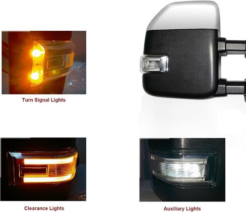 Towing Mirrors fit for Ford F250 F350 F450 F550 Super Duty Pickup Truck 2017 2018 2019 2020 With Power Heated Turn Signal Light Power Heated Chrome Cap in Saudi Arabia