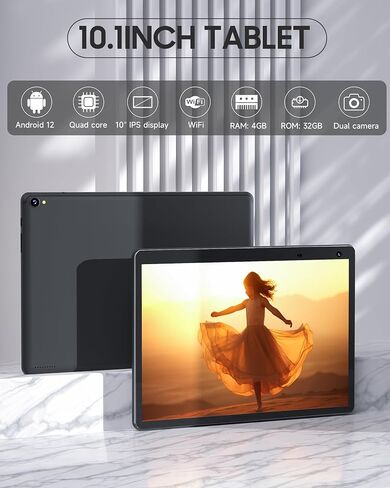 COOPERS Android Tablet 10 inch, 6GB RAM+32GB ROM Computer Tablets Support 1TB Expand, 1280 * 800 IPS Touch Screen, 1.8Ghz Quad-core Processor, WiFi Bluetooth, 8MP Camera, 6000mAh Battery Tableta in Kuwait