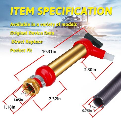 34060-0130 مضخة يدوية لتصريف زيت المحرك البحري النحاسي، بطول 10.25 بوصة، وقطر 1.25 بوصة، متوافقة مع OMC/Mercruiser، خرج 1 جالون/دقيقة، مضخة تغيير مستخرج الزيت للقوارب in Kuwait