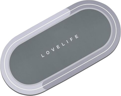 Rubber Bath mats Quick-Drying Non-Slip Bathroom mat Super Absorbent Bath mat Instant Dry Bath mat, Bathroom Rug in Front of The Kitchen Sink, Shower Room, Bathtub, Oval(Grey+16.9x26.7in) in Saudi Arabia
