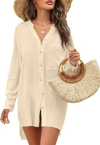 Womens Bathing Suit Cover Up Bikini Swimsuit Coverup Beach Cover Ups Button Down Shirts for Women in Saudi Arabia