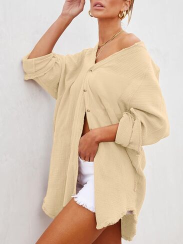 Womens Bathing Suit Cover Up Bikini Swimsuit Coverup Beach Cover Ups Button Down Shirts for Women in Saudi Arabia