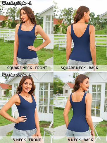 V FOR CITY Womens Tank Tops with Shelf Bra Square Neck Camisole Tops for Women Casual Cotton Cami Shirts in Saudi Arabia
