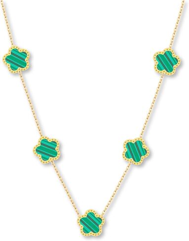 5 Leaf Clover Choker Necklace for Women 18K Gold Plated Stainless Steel Black Lucky Five Leaf Dangle Chain Jewelry Gift for Mother and Daughter in Kuwait