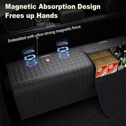 GMQ Car Storage Organizer, Leather Trunk Organizer with Collapsible Storage, Large Capacity for SUV, Truck, MPV (Black, M) in Saudi Arabia