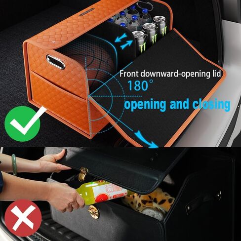 GMQ Car Storage Organizer, Leather Trunk Organizer with Collapsible Storage, Large Capacity for SUV, Truck, MPV (Black, M) in Saudi Arabia