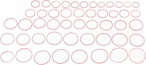 49pcs 0.9mm Height Watch Rubber Washer 16 to 40mm Diameter Red Waterproof Flexibility Watch Rubber Gasket in Saudi Arabia
