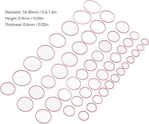 49pcs 0.9mm Height Watch Rubber Washer 16 to 40mm Diameter Red Waterproof Flexibility Watch Rubber Gasket in Saudi Arabia