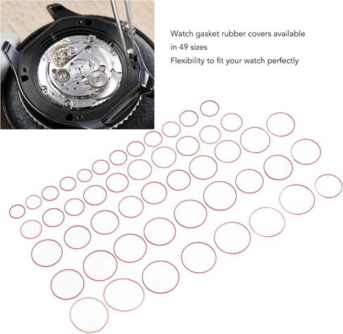 49pcs 0.9mm Height Watch Rubber Washer 16 to 40mm Diameter Red Waterproof Flexibility Watch Rubber Gasket in Saudi Arabia