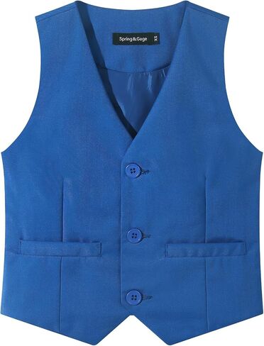 Spring&Gege Boy's Formal Suit Vest Solid Dress Waistcoat Vest with Pockets, Size 4-10 Years in Saudi Arabia
