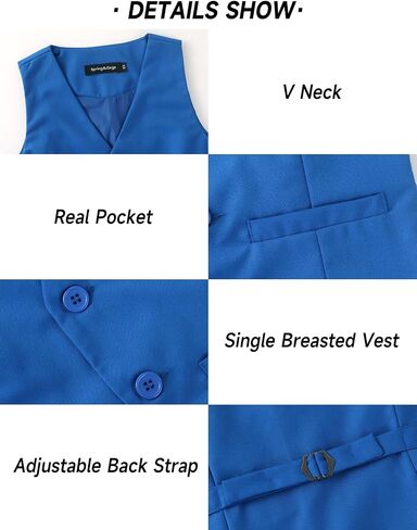 Spring&Gege Boy's Formal Suit Vest Solid Dress Waistcoat Vest with Pockets, Size 4-10 Years in Saudi Arabia