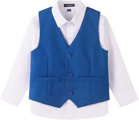 Spring&Gege Boy's Formal Suit Vest Solid Dress Waistcoat Vest with Pockets, Size 4-10 Years in Saudi Arabia