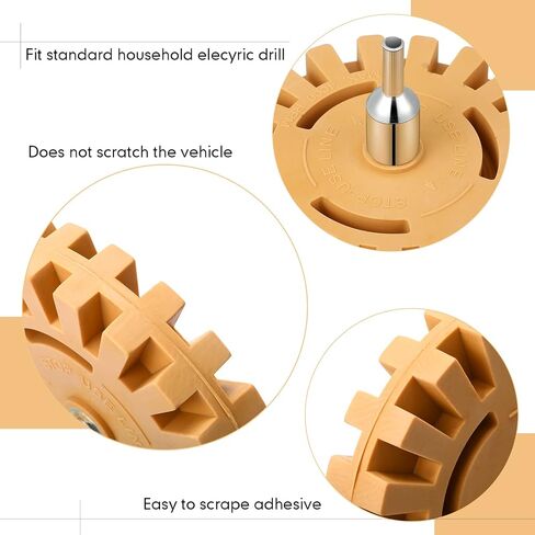 Geelin 8 Pcs Wheel Car Decal and Sticker Removers 4 Inch Adhesive Removal Tool Heavy Duty Rubber Eraser Wheel with Drill Adapter for Car Motorcycle Remove Adhesive Sticker Pinstripe Vinyl(0.98 Inch) in Saudi Arabia