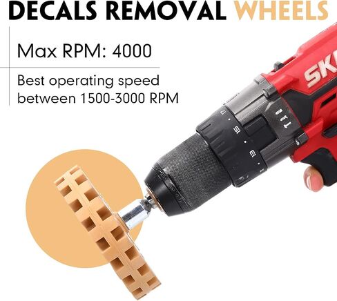 Geelin 8 Pcs Wheel Car Decal and Sticker Removers 4 Inch Adhesive Removal Tool Heavy Duty Rubber Eraser Wheel with Drill Adapter for Car Motorcycle Remove Adhesive Sticker Pinstripe Vinyl(0.98 Inch) in Saudi Arabia