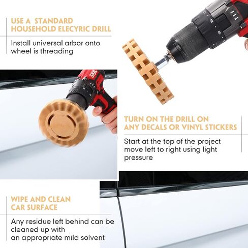 Geelin 8 Pcs Wheel Car Decal and Sticker Removers 4 Inch Adhesive Removal Tool Heavy Duty Rubber Eraser Wheel with Drill Adapter for Car Motorcycle Remove Adhesive Sticker Pinstripe Vinyl(0.98 Inch) in Saudi Arabia