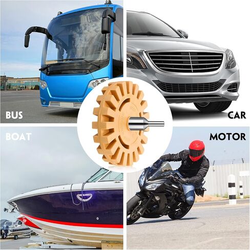 Geelin 8 Pcs Wheel Car Decal and Sticker Removers 4 Inch Adhesive Removal Tool Heavy Duty Rubber Eraser Wheel with Drill Adapter for Car Motorcycle Remove Adhesive Sticker Pinstripe Vinyl(0.98 Inch) in Saudi Arabia