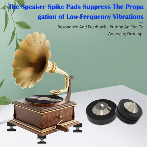 لوحة عزل القرص الدوار Monosaudio مقاس 49 × 13 مم مكبر صوت HiFi قدم مدببة صلبة من POM وسادة قاعدة مكبر صوت مع وسادات مكبر صوت من الفولاذ المقاوم للصدأ لمكبر صوت HiFi الصوت/مكبر الصوت/DAC/CD/مشغل (4 قطع أسود) in Kuwait