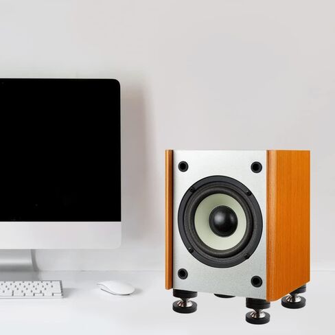 لوحة عزل القرص الدوار Monosaudio مقاس 49 × 13 مم مكبر صوت HiFi قدم مدببة صلبة من POM وسادة قاعدة مكبر صوت مع وسادات مكبر صوت من الفولاذ المقاوم للصدأ لمكبر صوت HiFi الصوت/مكبر الصوت/DAC/CD/مشغل (4 قطع أسود) in Kuwait