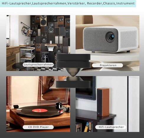 لوحة عزل القرص الدوار Monosaudio مقاس 49 × 13 مم مكبر صوت HiFi قدم مدببة صلبة من POM وسادة قاعدة مكبر صوت مع وسادات مكبر صوت من الفولاذ المقاوم للصدأ لمكبر صوت HiFi الصوت/مكبر الصوت/DAC/CD/مشغل (4 قطع أسود) in Kuwait