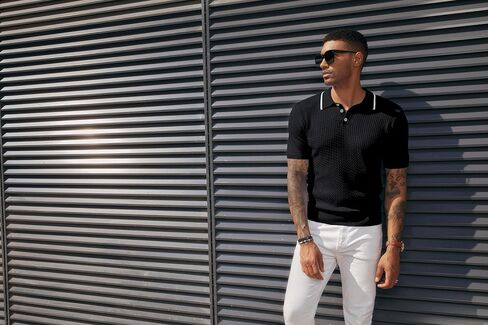 PJ PAUL JONES Men's Short Sleeve Knit Polo Shirts Waffle Texture Knit Shirt in Saudi Arabia