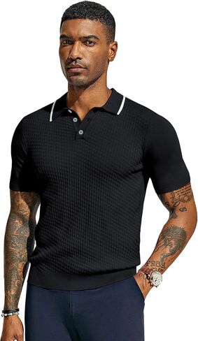 PJ PAUL JONES Men's Short Sleeve Knit Polo Shirts Waffle Texture Knit Shirt in Saudi Arabia