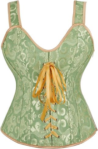Women's Gothic Jacquard Bustiers Shoulder Straps Tank Overbust Corset Cosplay Suit in Saudi Arabia