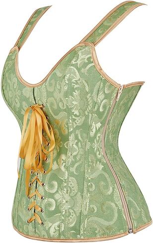Women's Gothic Jacquard Bustiers Shoulder Straps Tank Overbust Corset Cosplay Suit in Saudi Arabia