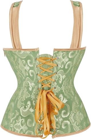 Women's Gothic Jacquard Bustiers Shoulder Straps Tank Overbust Corset Cosplay Suit in Saudi Arabia