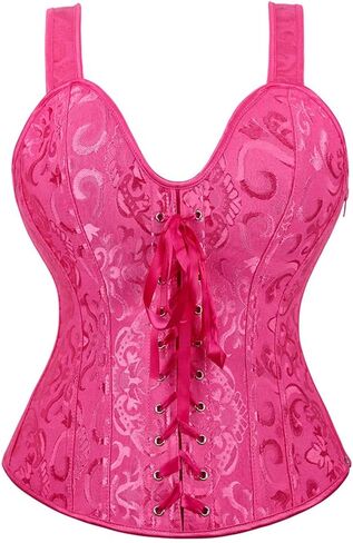 Women's Gothic Jacquard Bustiers Shoulder Straps Tank Overbust Corset Cosplay Suit in Saudi Arabia