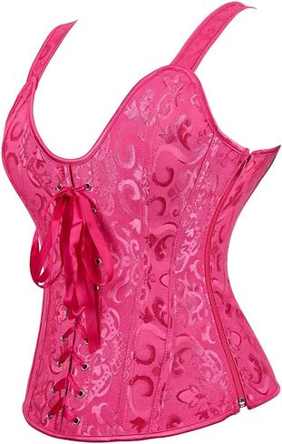 Women's Gothic Jacquard Bustiers Shoulder Straps Tank Overbust Corset Cosplay Suit in Saudi Arabia