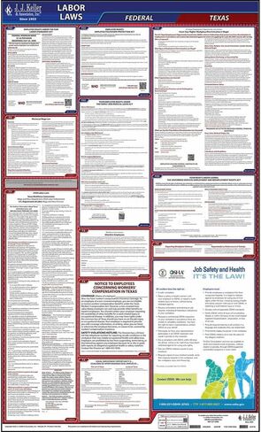 2024 Texas and Federal Labor Law Poster with Workers' Comp (English, TX State) - OSHA Compliant All-in-One Laminated Poster in Saudi Arabia