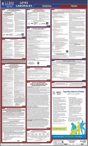 2024 Texas and Federal Labor Law Poster with Workers' Comp (English, TX State) - OSHA Compliant All-in-One Laminated Poster in Saudi Arabia