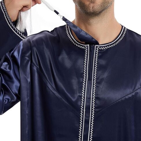 Men's Muslim Robe Islamic Arab Kaftans for Men Eid Muslim Thobe Dubai Ramadan Daily Clothes, 1PC Muslim Shirt Robe in Saudi Arabia