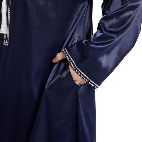 Men's Muslim Robe Islamic Arab Kaftans for Men Eid Muslim Thobe Dubai Ramadan Daily Clothes, 1PC Muslim Shirt Robe in Saudi Arabia
