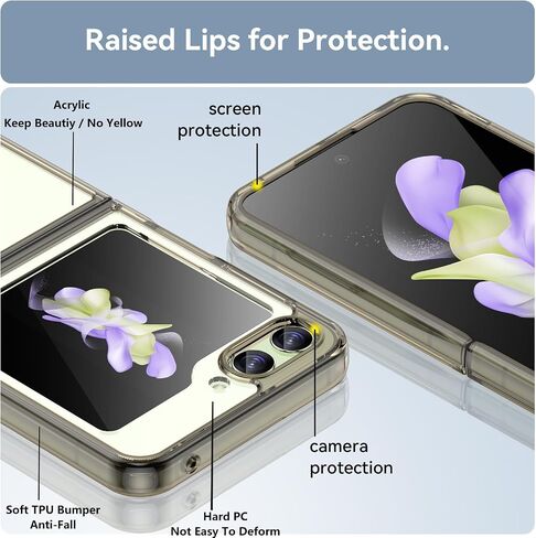 حافظة USTIYA لهاتف Samsung Galaxy Z Flip 5 5G غطاء حماية شفاف من مادة TPU (شفاف) in Kuwait