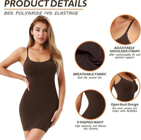Body Shaper For Women Under Dress Control Slips One Piece Full Slip Tummy Control Shapewear Dress With Adjustable Strap in Saudi Arabia