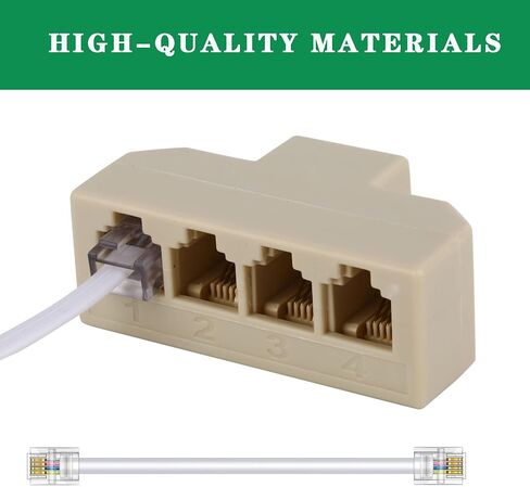 Phone Splitter Way Telephone Adapter RJ11 6P4C Female to Females for Landline and Fax -1Pack (3 Way) in Kuwait