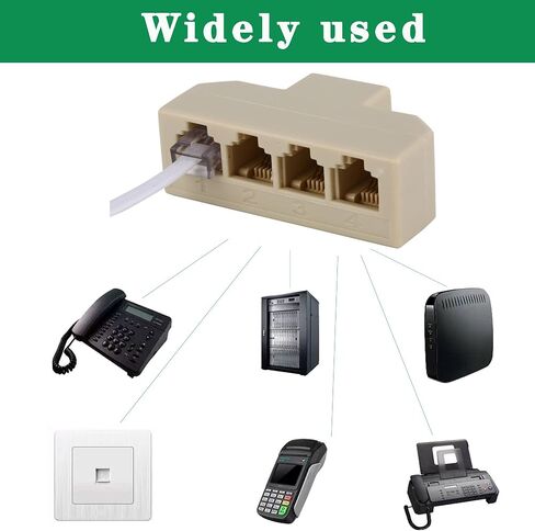Phone Splitter Way Telephone Adapter RJ11 6P4C Female to Females for Landline and Fax -1Pack (3 Way) in Kuwait