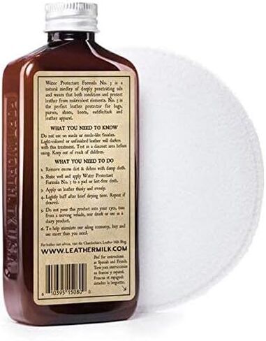 Leather Milk Leather Water Repellent and Protector - Water Protectant No. 3 - All Natural, Non-Toxic Water Proofer and Liquid Sealant. Made in The USA. 2 Sizes. Includes Premium Applicator Pad! in Saudi Arabia